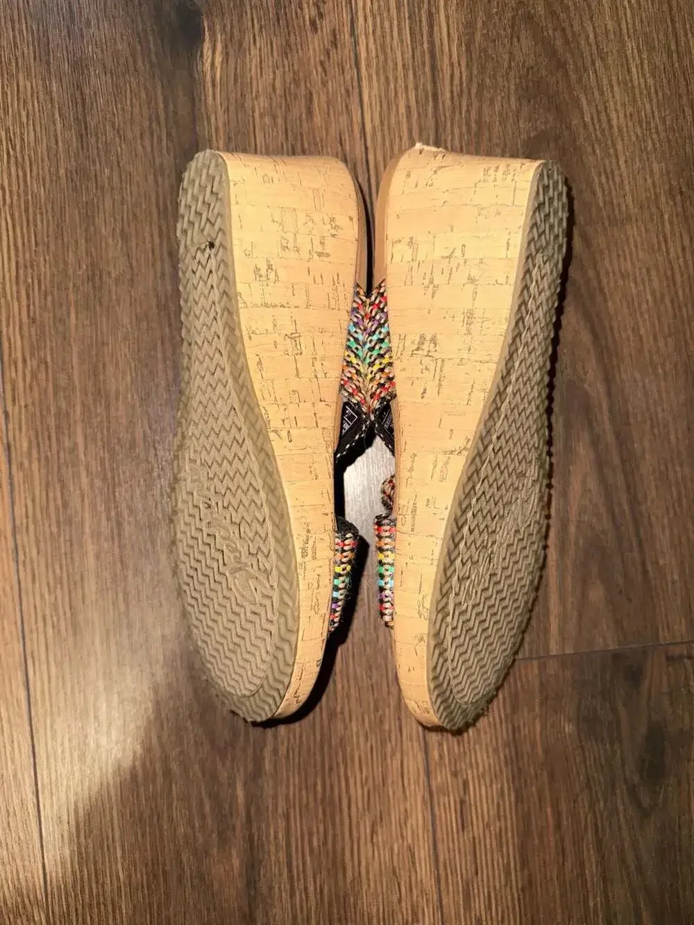 Skechers Cali Beverlee Rainbow Woven Wedge Sandals Size 9